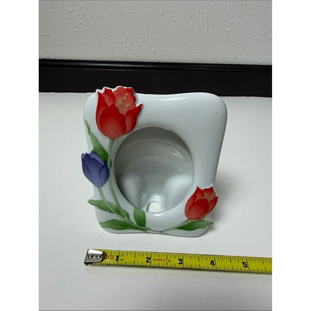 Vintage Japan Tulip Picture Frame Ceramic Floral Photo Frame Cottagecore Decor